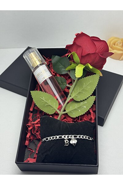 VENTİ VENTİSCA Steel Letter and Heart Bracelet, Non-Fading Rose, Fragrance Gi...