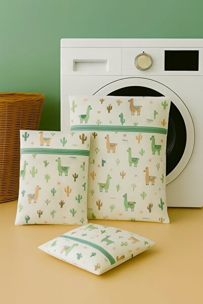 Ferzin Desenli Çamaşır Yıkama Filesi 3'lü Set Fermuarlı