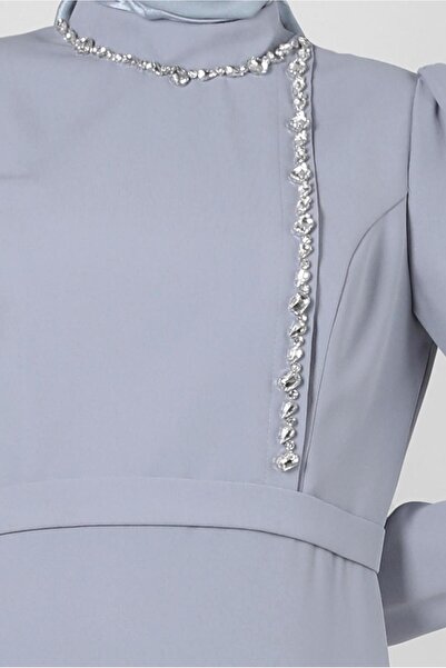 Alvina STYLE COLLAR STONE DETAIL DRESS 43542