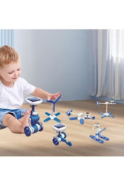 huitich مجموعة روبوت تعمل بالطاقة الشمسية 6 في 1 باللون الأزرق