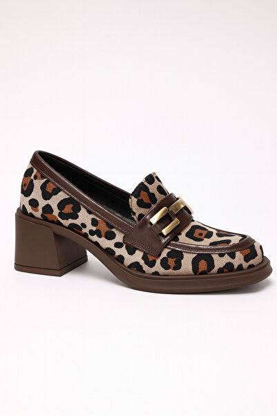 Sister in Love Jolie Leopar Süet Topuklu Kadın Loafer
