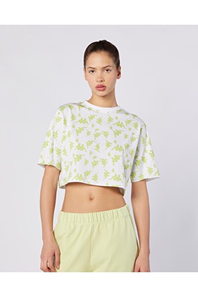 Kappa Miran Tee Kadın Beyaz-Yeşil Regular Fit Tişört