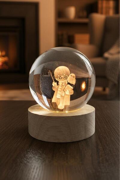 DEMPOWER Ahşap Tabanlı Harry Potter Figürlü LED Işıklı Küre