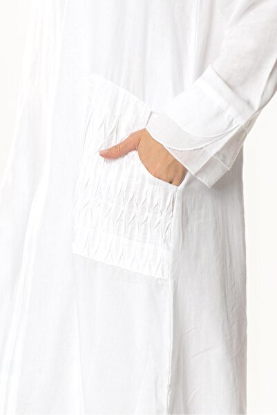 Eliş Şile Bezi Long Sleeve Voile Tulay Ribbed Summer Ferace White Byz