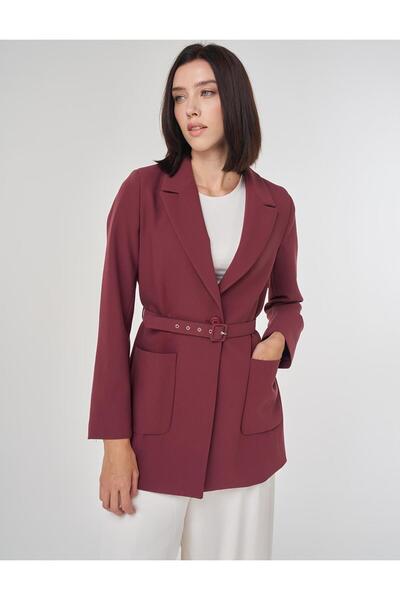 Kayra Toka Detaylı Blazer Ceket Bordo