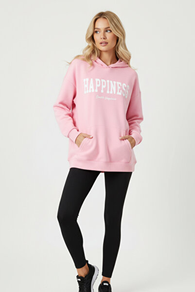 UNCİA OUTDOORS Φούτερ HAPPINES Oversize Unisex με κουκούλα με στάμπα