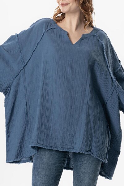 Eliş Şile Bezi Help Rafa Semi-Sleeve Nadya V-Neck Melusi Summer Blouse