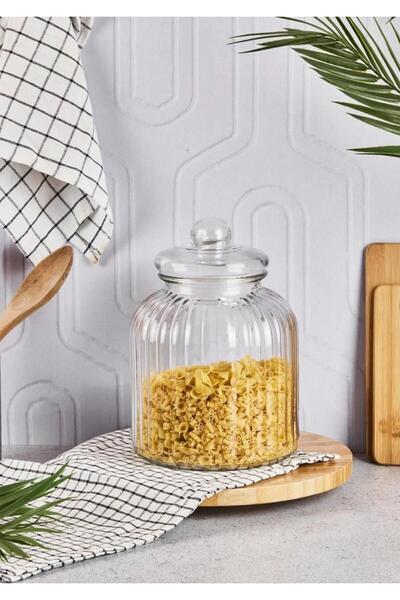 Perotti Renato Cam Kavanoz - Çizgili Erzak Kavanozu - 3.75 Litre