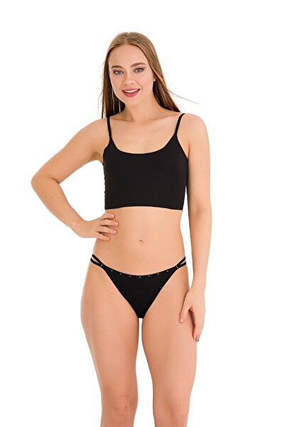 Newlilla 1025 Double Rope-stone Detailed Bikini Panties Pack 1025-v6