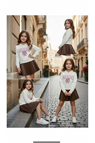 Necix's NECİXS MIAMI DERİ PLİSELİ SWEATSHİRT ELBİSE KIZ ÇOCUK
