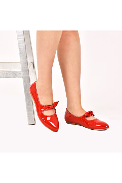 JustBow Women's Daily Red Ballerinas