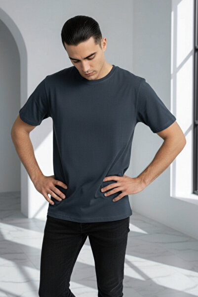 Mood Lab Tricou de bază unisex, simplu, 100% bumbac, cu decolteu