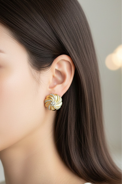 Modacaprea Xuping 14K Sonsuzluk Taşlı Klipsli Kadın Küpe Kararmaz Kadın Takı Xuping Küpe