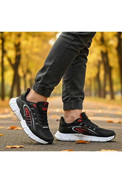 Wickers Black Men's Sports Shoes Sneaker Shoes Black / Red Foam Sole Lace-Up 2755