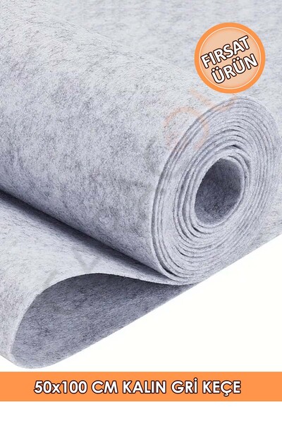 garaccu Kırçıllı Gri Kalın Keçe Kumaş (50x100 cm) Kalın Rulo Keçe