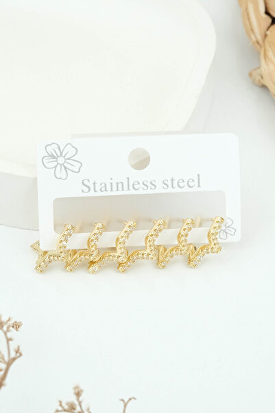 Jack Ferrero GOLD KADIN ÇELİK 6'LI KÜPE SETİ