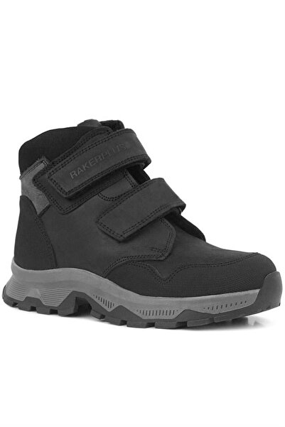 Rakerplus Trekking Γνήσιο Δερμάτινο Μαύρο Velcro Boy Boots