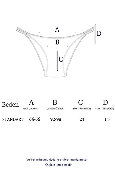 Newlilla Pachet de 1025 de chiloți de bikini cu detaliu dublu rope-stone 1025-V8