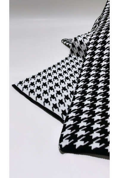 Onur Scarf - Houndstooth Pattern Winter Neck Scarf Thick Quality Fabric Woven Gramaged Product Double Sided