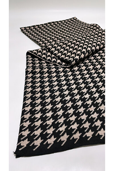 Onur Scarf - Houndstooth Pattern Winter Neck Scarf Thick Quality Fabric Woven Gramaged Product Double Sided