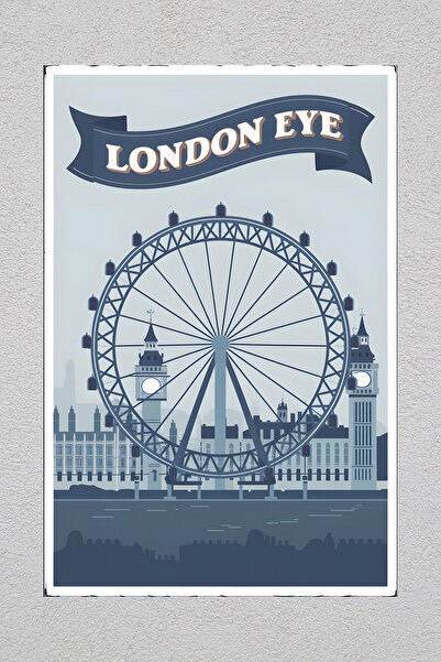 Lucena Pictură decorativă de perete vintage cu imprimare metalică London Eye ...