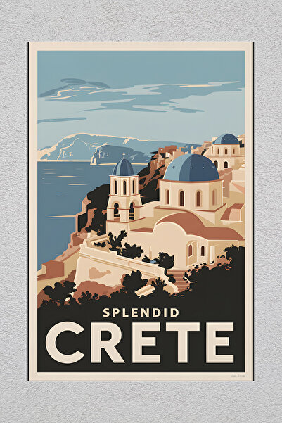 Lucena Pictură decorativă de perete vintage, imprimată pe metal, Crete Grecia 2