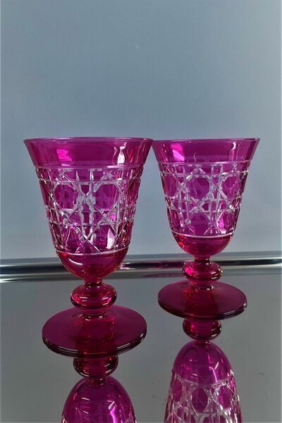 DECOSTYLE GLORİA Pembe El Kesmesi Kadeh Bardak 200 ml - Tekli Lüks Cam Likör ve Şarap Sunumu