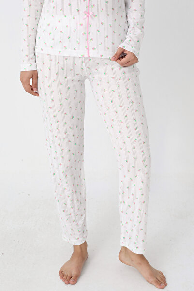 TURAY Catherine Basic Uzunkol 100% Bumbac Pijama Alb pentru Femei