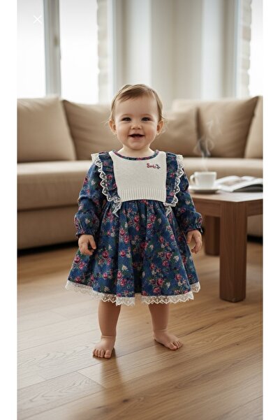 DKBAB TRİKO ROBALI KADİFE BEBEK ÇOCUK ELBİSESİ