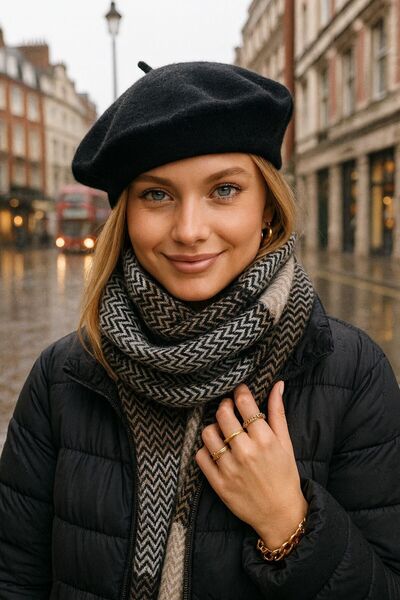 MARBERRY Черна вълнена шапка за жени