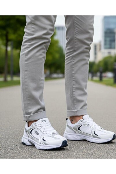 Wickers Pantofi sport pentru bărbați, alb, bleumarin, respirabili, confortabili, cu talpă groasă, pantofi de mers zilnic pentru alergare 2590