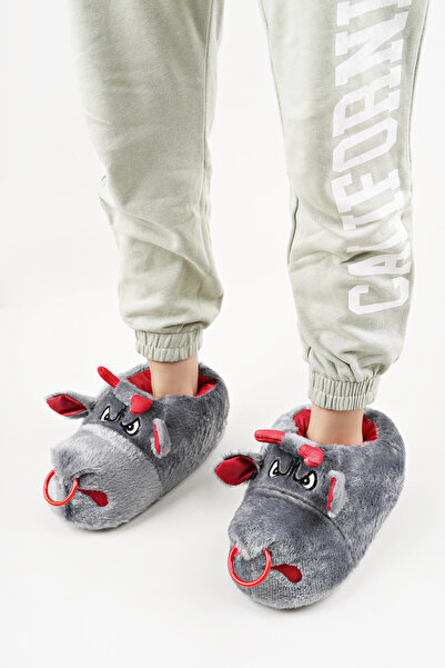 Devida Soft Sole Cute Animal Slippers Gray