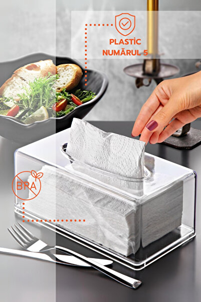 Ginza Maison Napkin Box, Acrylic, Transparent, 21x12x9 Cm