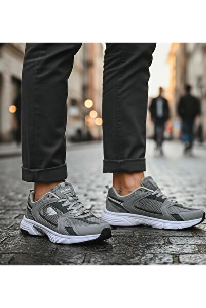 Wickers Gray Men's Sports Shoes Breathable Comfortable Thick Sole Casual Running Walking Shoes 2590