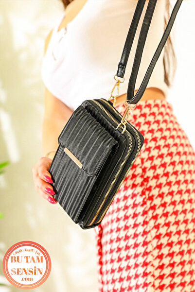 Bu Tam Sensin Siyah Yansımalı Çizgi Desenli Kadın Mıknatıs Kapaklı Telefon Bö...