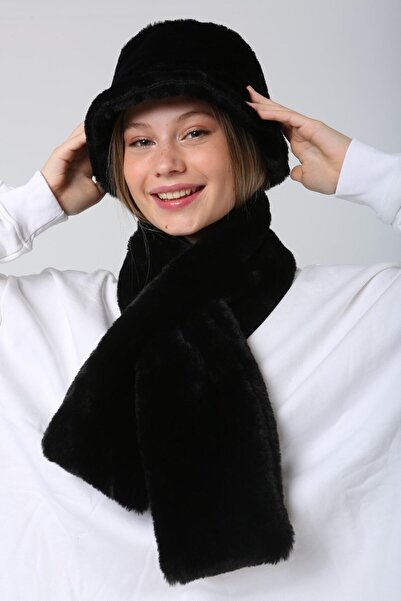 MARBERRY Set de 2 guler de pluș cu textura moale și pălărie neagră