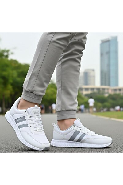 Wickers Чоловічі ортопедичні спортивні кросівки - білі, легка підошва, дихаючий верхній матеріал 2472