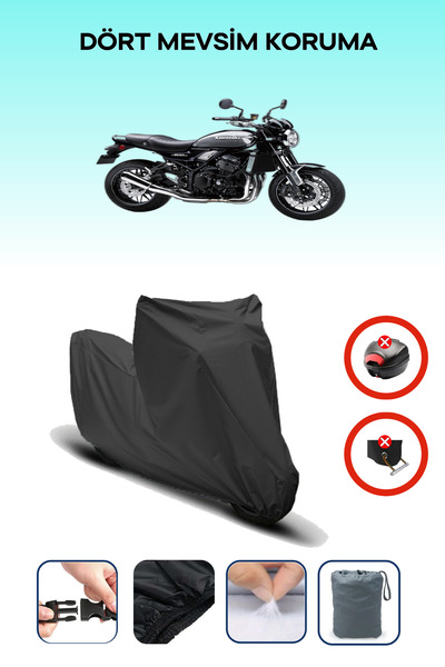 Breen حقيبة خلفية من القماش المشمع للدراجات النارية باللون الأسود Kawasaki Z ...