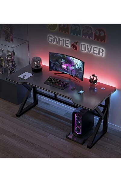 NZONE STORE Large Gaming Desk 120x60x75cm, K-Shaped Gaming Table, Gaming Workstation in Black