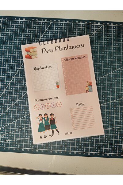 beticraft Ders planlayıcısı defteri A5 boy 15x21 üstten spiralli çek kopar