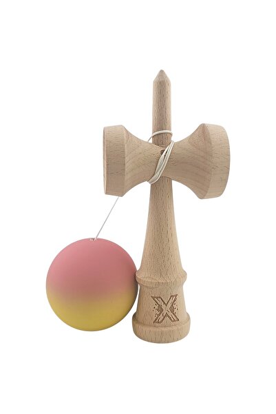 LEIBOO Kendama X Professional LEIBOO, Lemn de fag, Minge roz din cauciuc, 18 cm