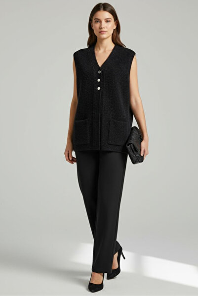 ENDAMIM Short Single Colored 3 Button Soft Knit Vest