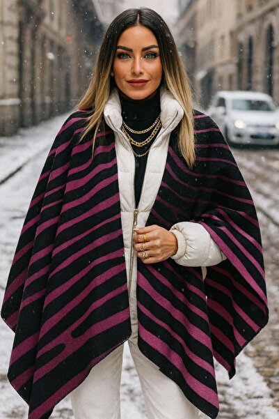 MARBERRY Eșarfă groasă de lână cu model zebră fucsia