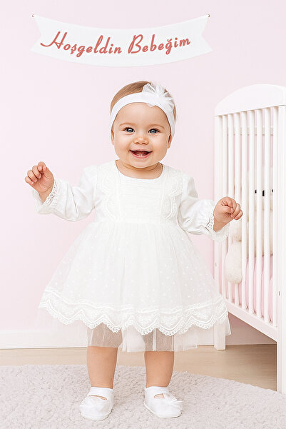 Sitilin Kız Bebek Mevlüt Elbisesi Gelinlik Fransız Dantelli Mevlit Takımı Beb...