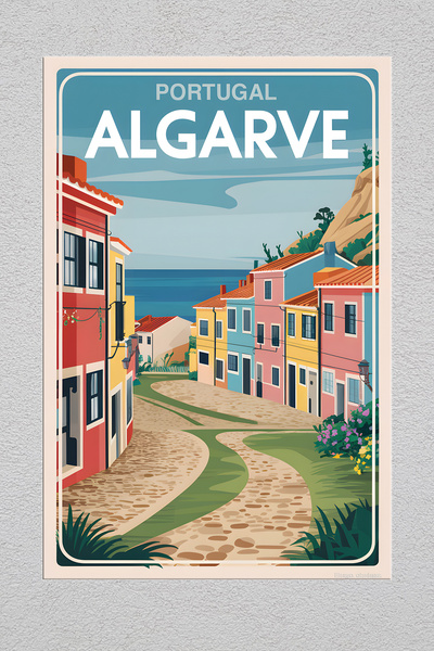 Lucena Pictură decorativă de perete vintage din metal cu imprimeu Algarve Por...