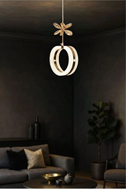 Litra Lighting Aurea Model Gold 3 Renk Modu Ledli Kristal Taşlı Modern Salon Mutfak Oturma Odası Sarkıt Led Avize