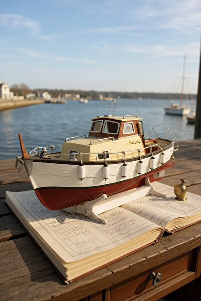 ESİ WOOD ART El Yapımı Ahşap 60 cm Nauticart 6 Yat Maketi – Modern Denizcilik...