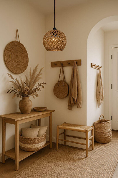 Art&Gift Ip Başlık Tekli Sarkıt Avize Jüt Kahve Başlık