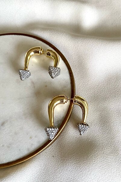 gaila design أقراط من الفولاذ مفصلة بحجر الزركون