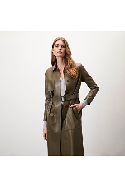 Desa Laira Haki Kadın Deri Trençkot